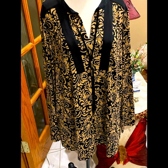 Susan Graver Printed Liquid Knit Tunic with Beaded Tassels new without tags - Picture 1 of 5